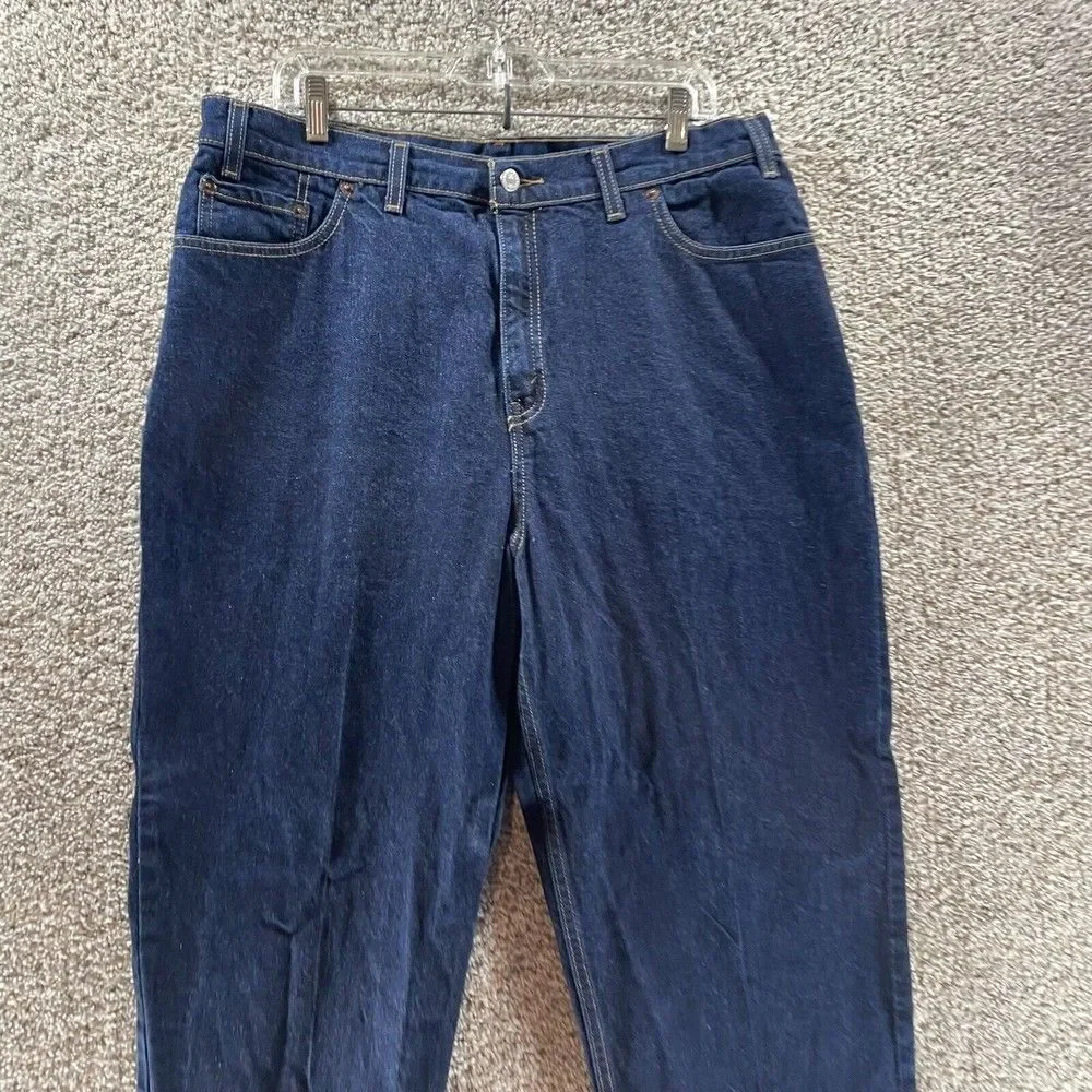 Vintage Levis Jeans Womens 16 Blue Denim Pants Tapered Leg 550 Relaxed 2001 Logo
